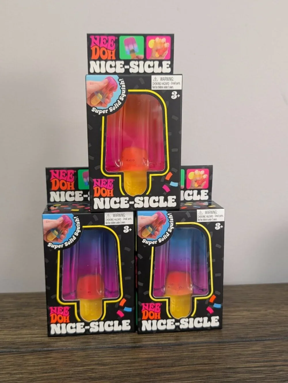 NeeDoh Nice-Sicle Pink Orange Yellow Sensory Fidget Toy NEW